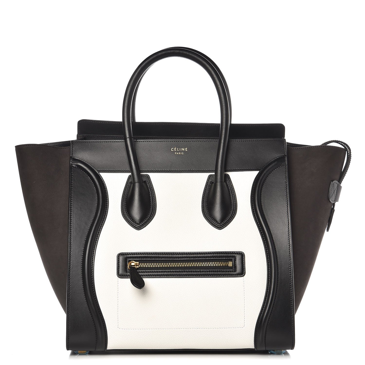 Celine Baby Grained Calfskin Tri-color Mini Luggage White Liquorice 1 of 9