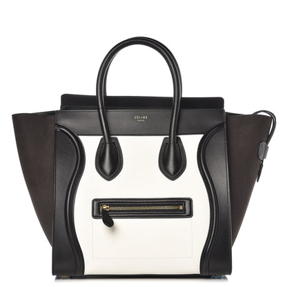 Celine Baby Grained Calfskin Tri-color Mini Luggage White Liquorice 1 of 9