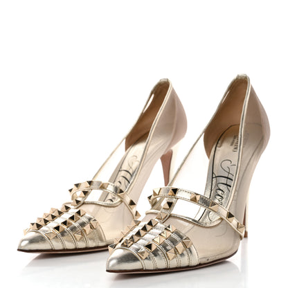 Valentino Garavani Mesh Nappa Rockstud Alcove 100mm Pumps 41 Platino 3 of 9