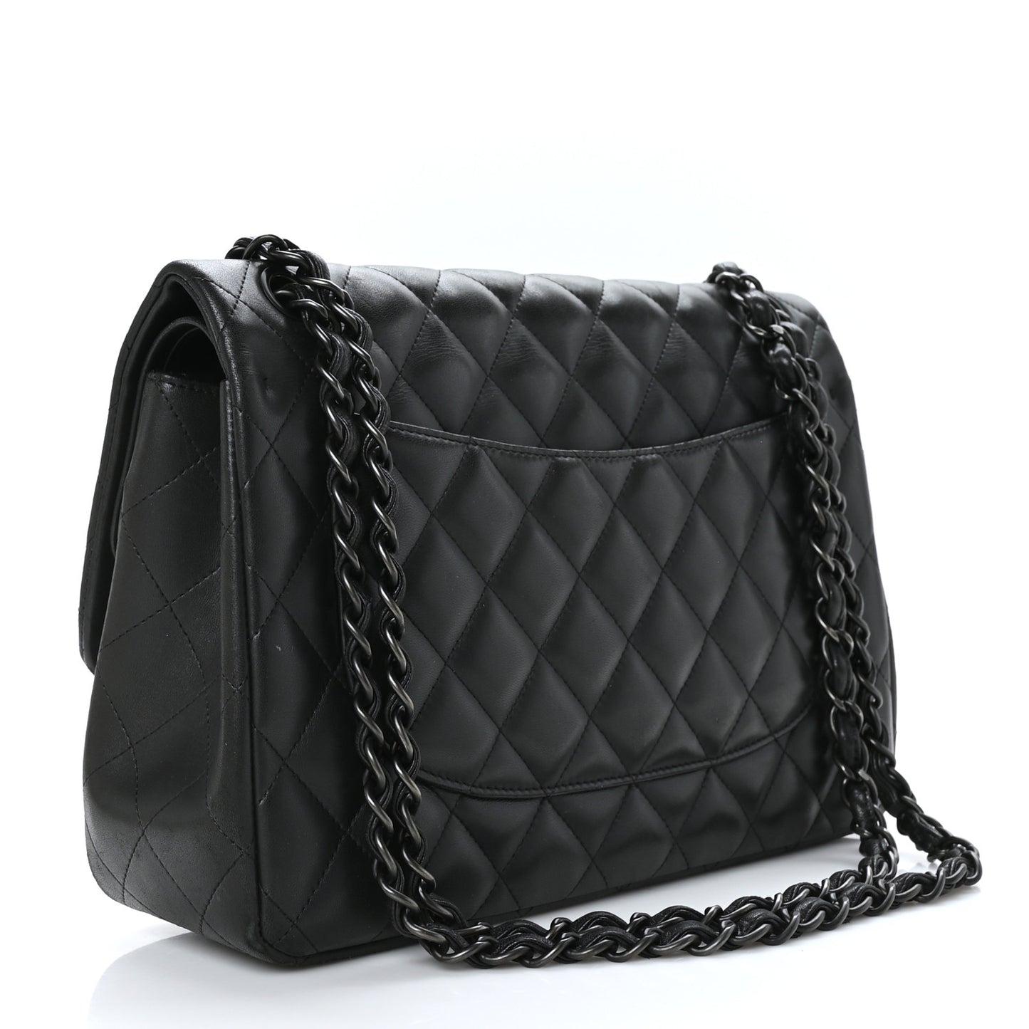 Lambskin Quilted Jumbo Double Flap So Black