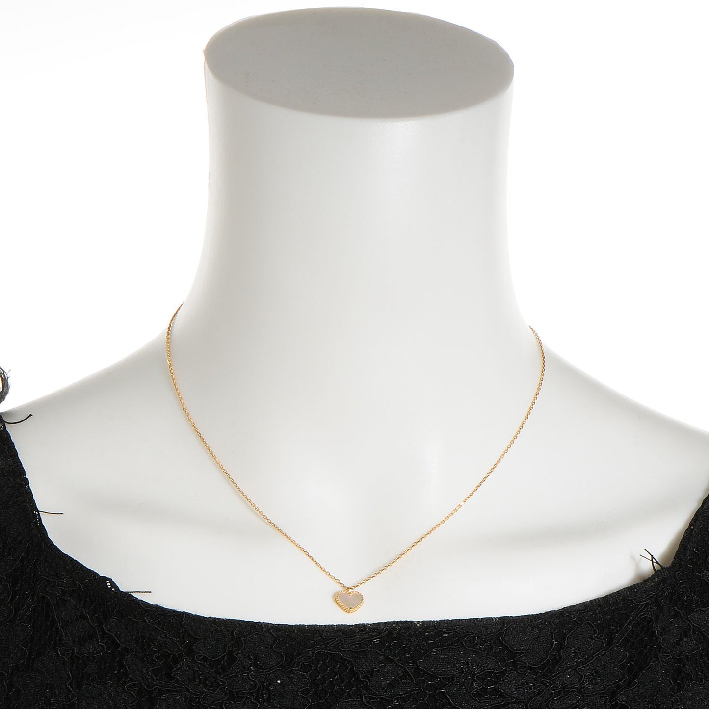 18K Rose Gold Mother of Pearl Sweet Alhambra Heart Pendant Necklace