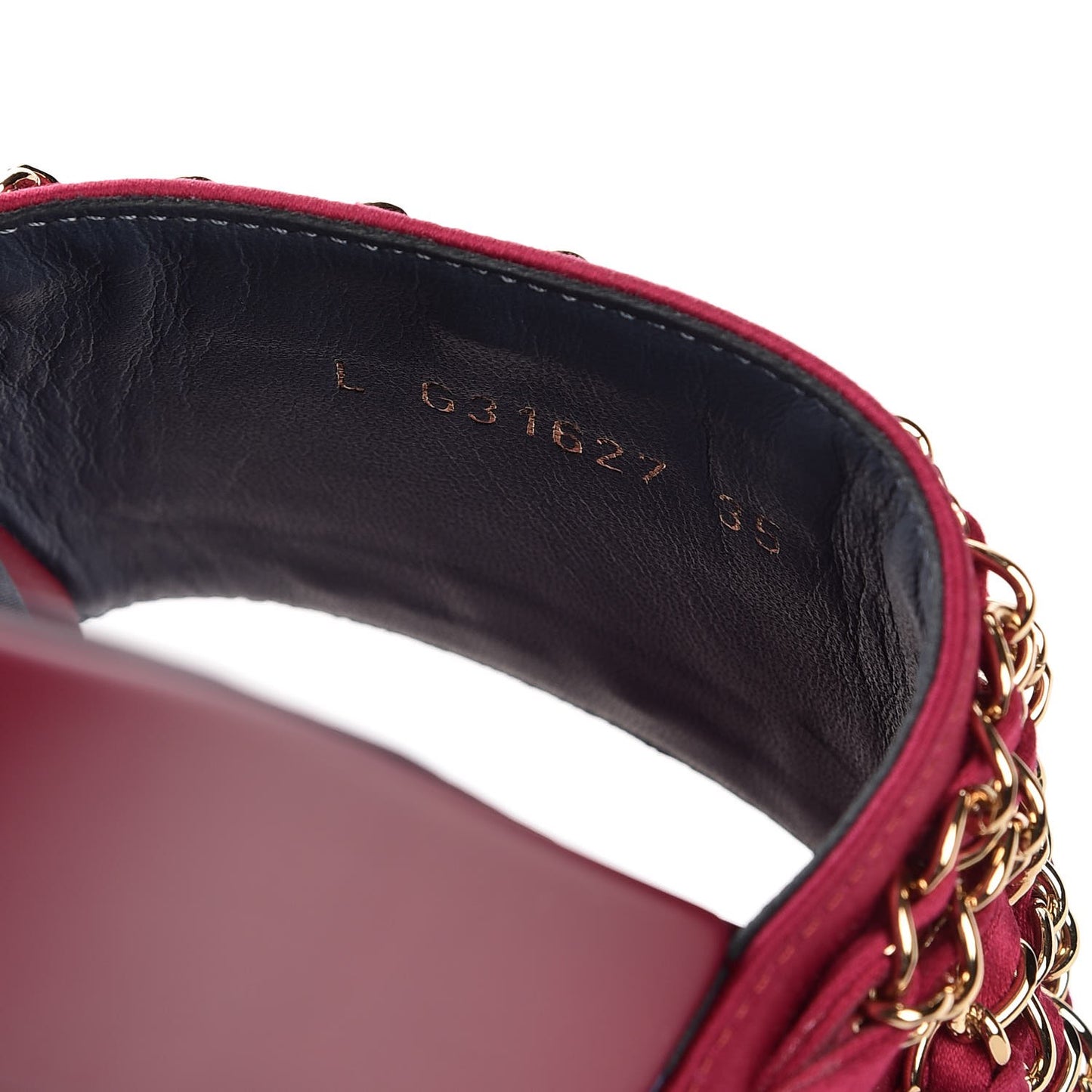 Satin Chain Flat Sandals 35 Dark Fuchsia