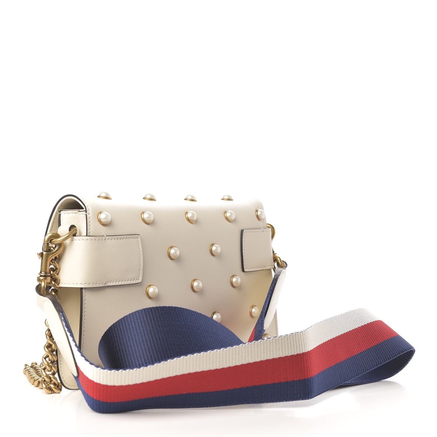 Gucci Nappa Pearl Studded Mini Queen Margaret Broadway Shoulder Bag Mystic White 2 of 9