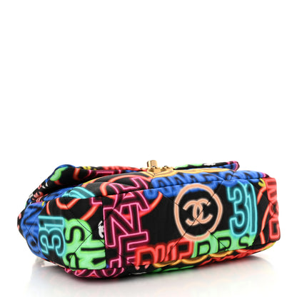 Chanel Fabric Quilted Medium Chanel 19 Flap Black Multicolor 4 of 11