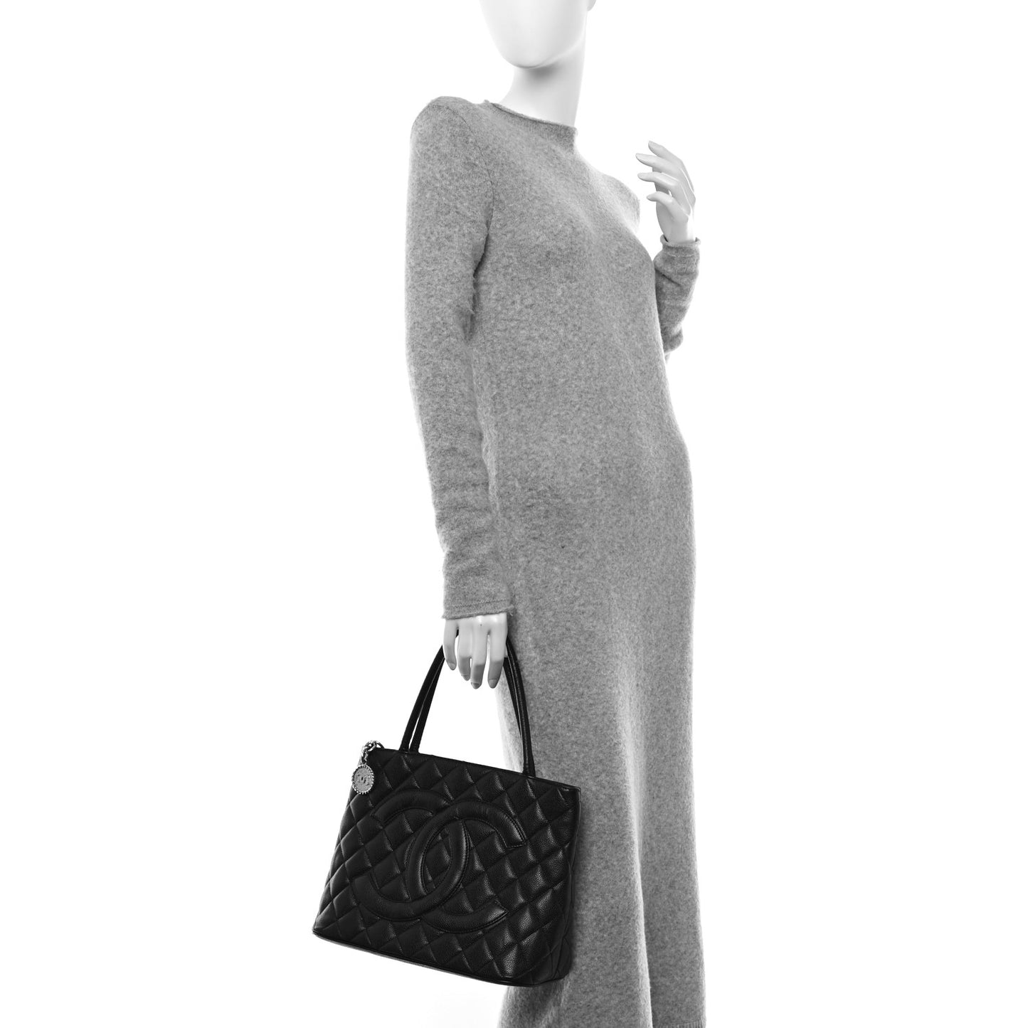 Caviar Quilted Medallion Tote Black