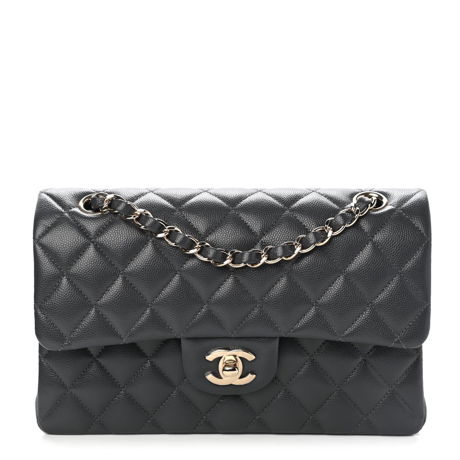 Chanel Caviar Quilted Small Double Flap Dark Grey 1 of 8