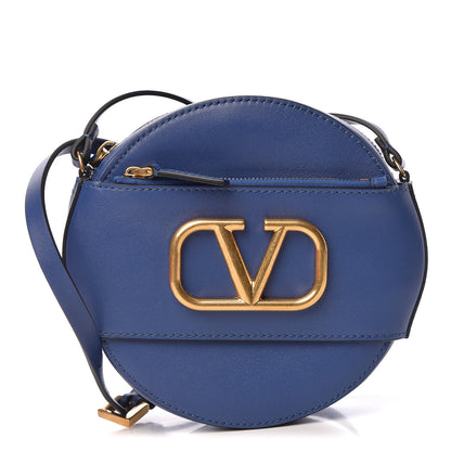 Valentino Garavani Calfskin VLogo Round Crossbody Bag Blue 1 of 10