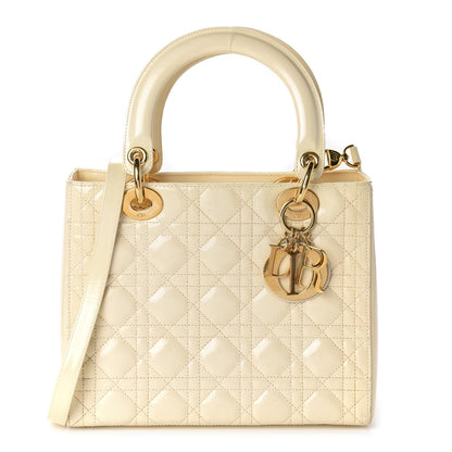 Christian Dior Patent Cannage Medium Lady Dior Ivory 1 of 14