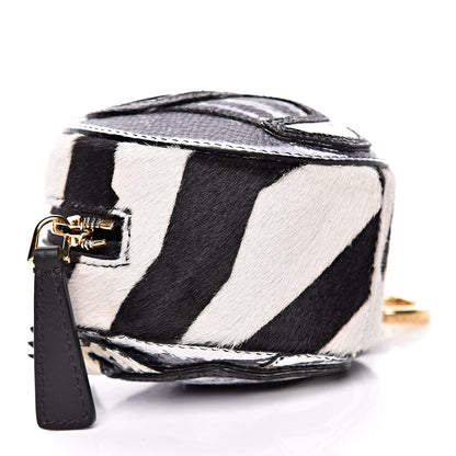 Burberry Snakeskin Calf Hair Zip Round Coin Purse Black 4 of 8