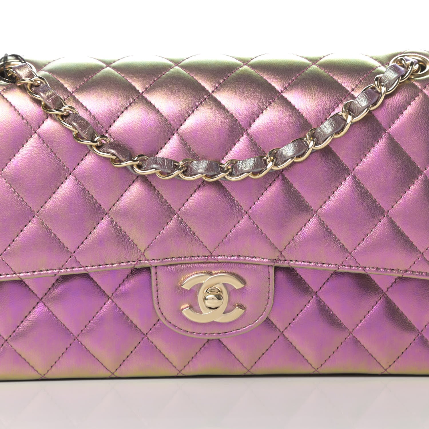 Chanel Iridescent Lambskin Quilted Medium Double Flap Purple 8 of 11