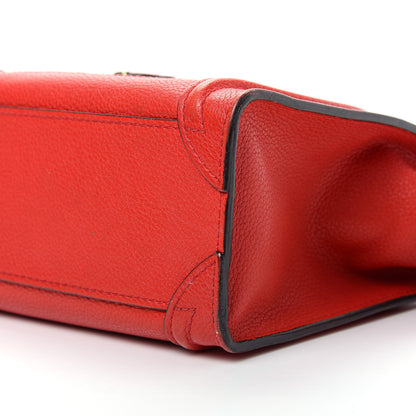 Celine Drummed Calfskin Nano Luggage Coquelicot 7 of 16