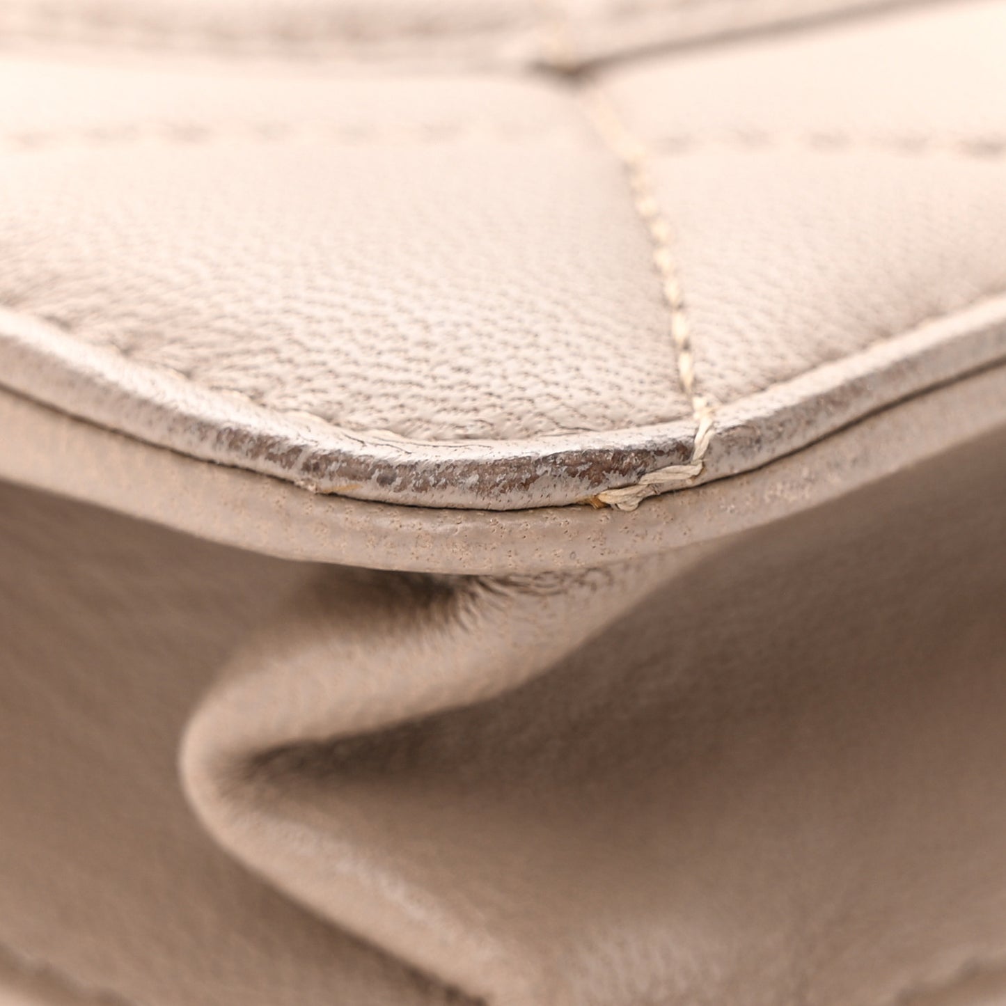 Lambskin Quilted Wallet On Chain WOC Taupe