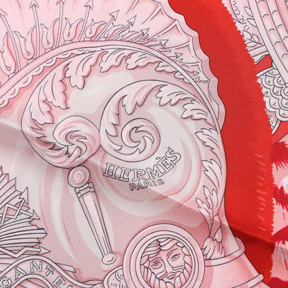 Hermes Silk Plumets du Roy Scarf 90 Vert Rose Blanc 7 of 8