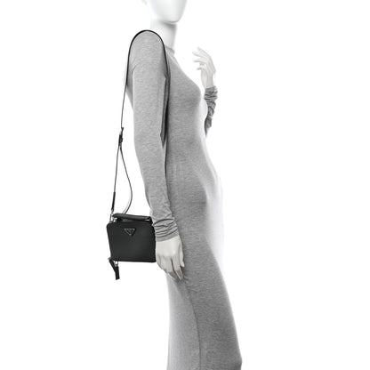 Prada Saffiano Travel Small Brique Top Handle Crossbody Bag Anthracite Gray 2 of 12
