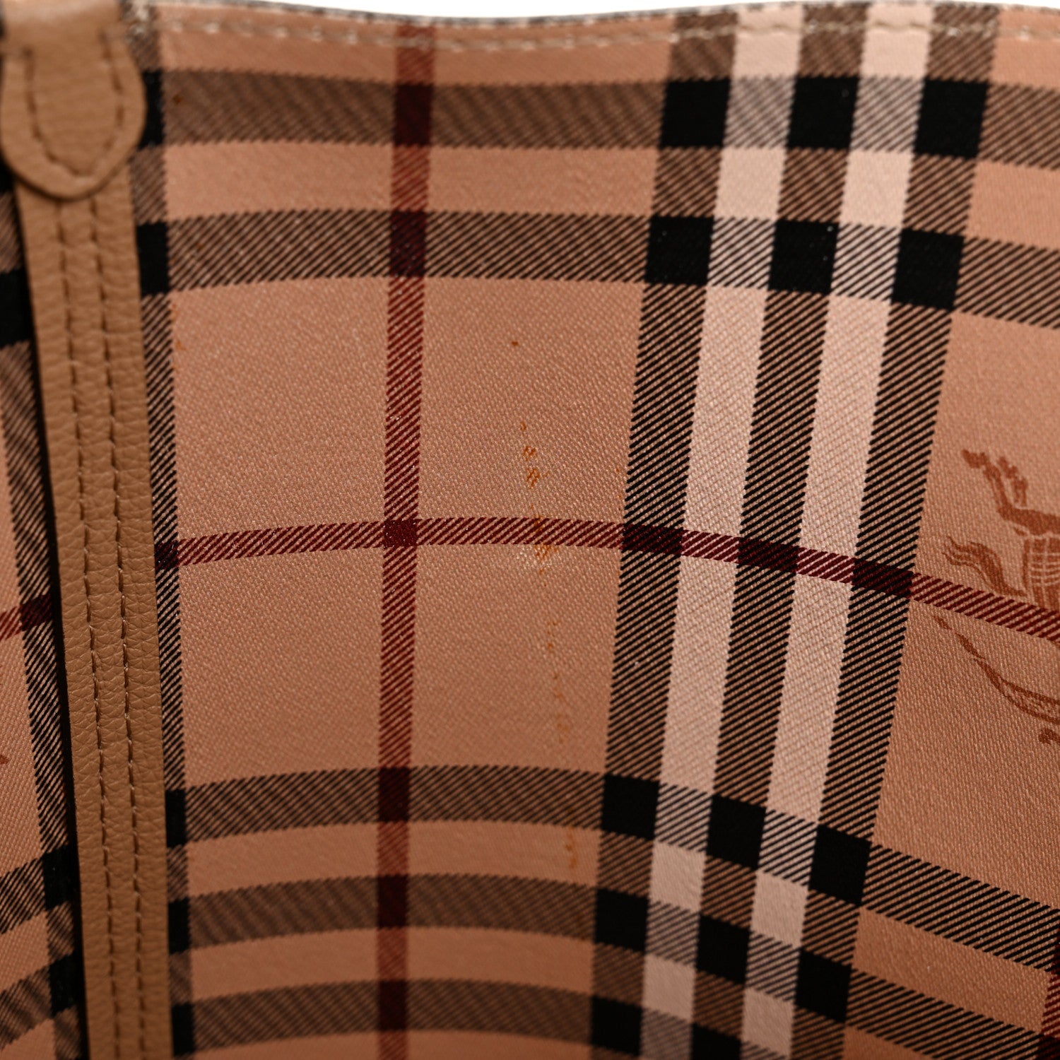 Burberry Grainy Calfskin Haymarket Check Small Reversible Tote Mid Camel 24 of 25