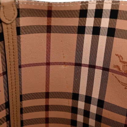 Burberry Grainy Calfskin Haymarket Check Small Reversible Tote Mid Camel 24 of 25