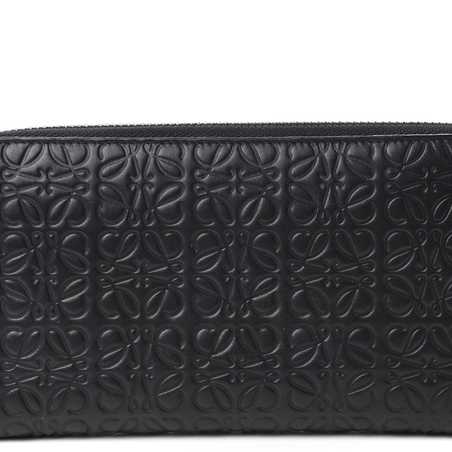 Loewe Calfskin Embossed Repeat Zip Wallet Black 9 of 9