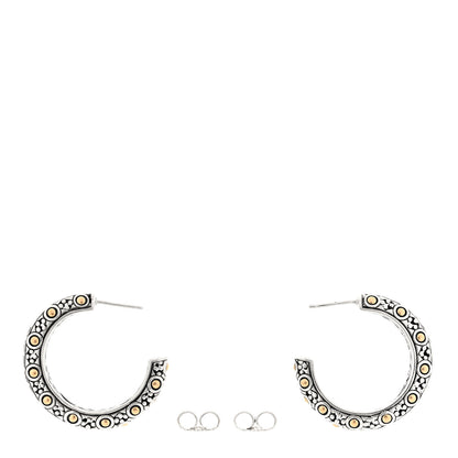 John Hardy Sterling Silver 18K Yellow Gold Dot Gypsy Hoop Earrings 3 of 4