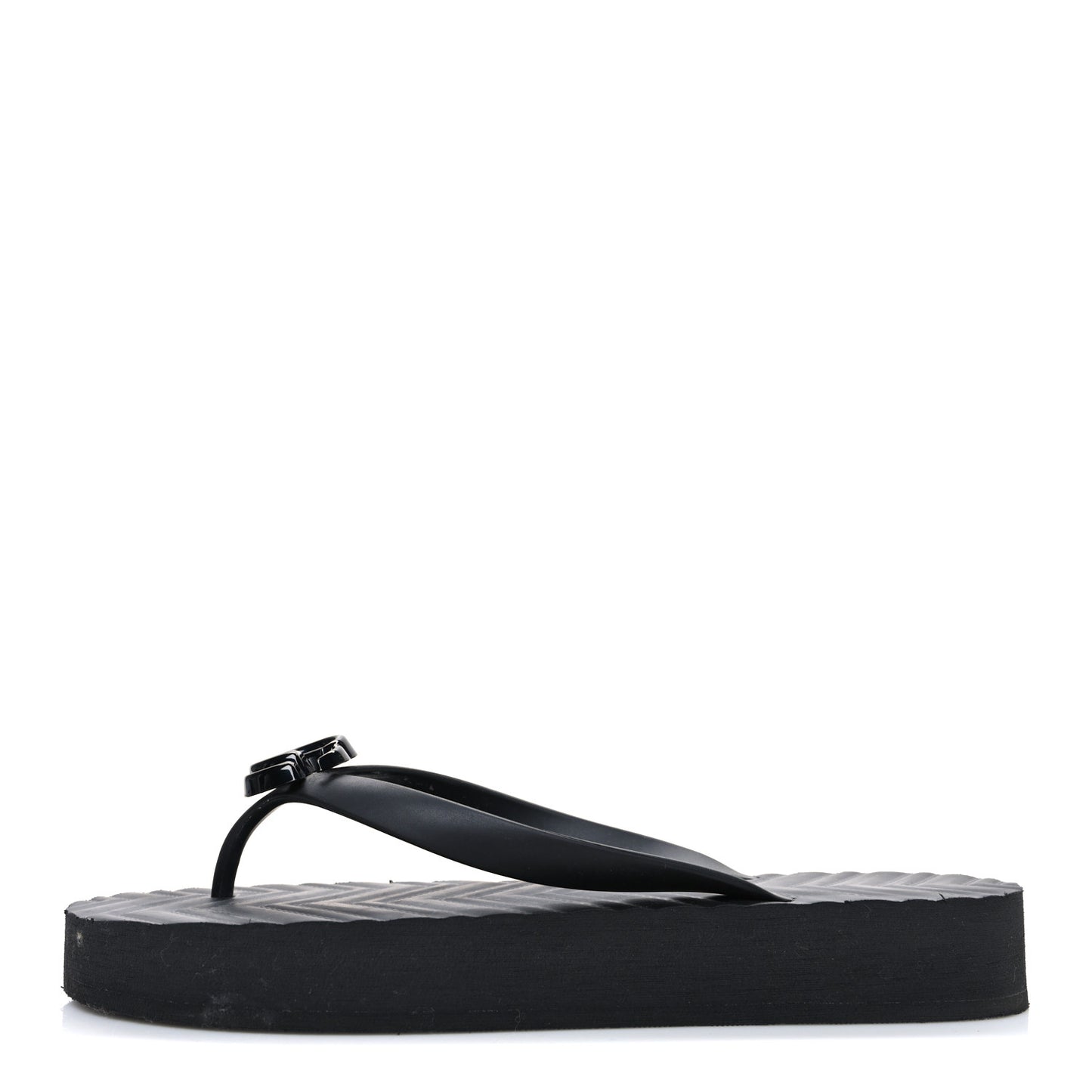 Rubber Chevron Womens GG Thong Sandals 39 Black