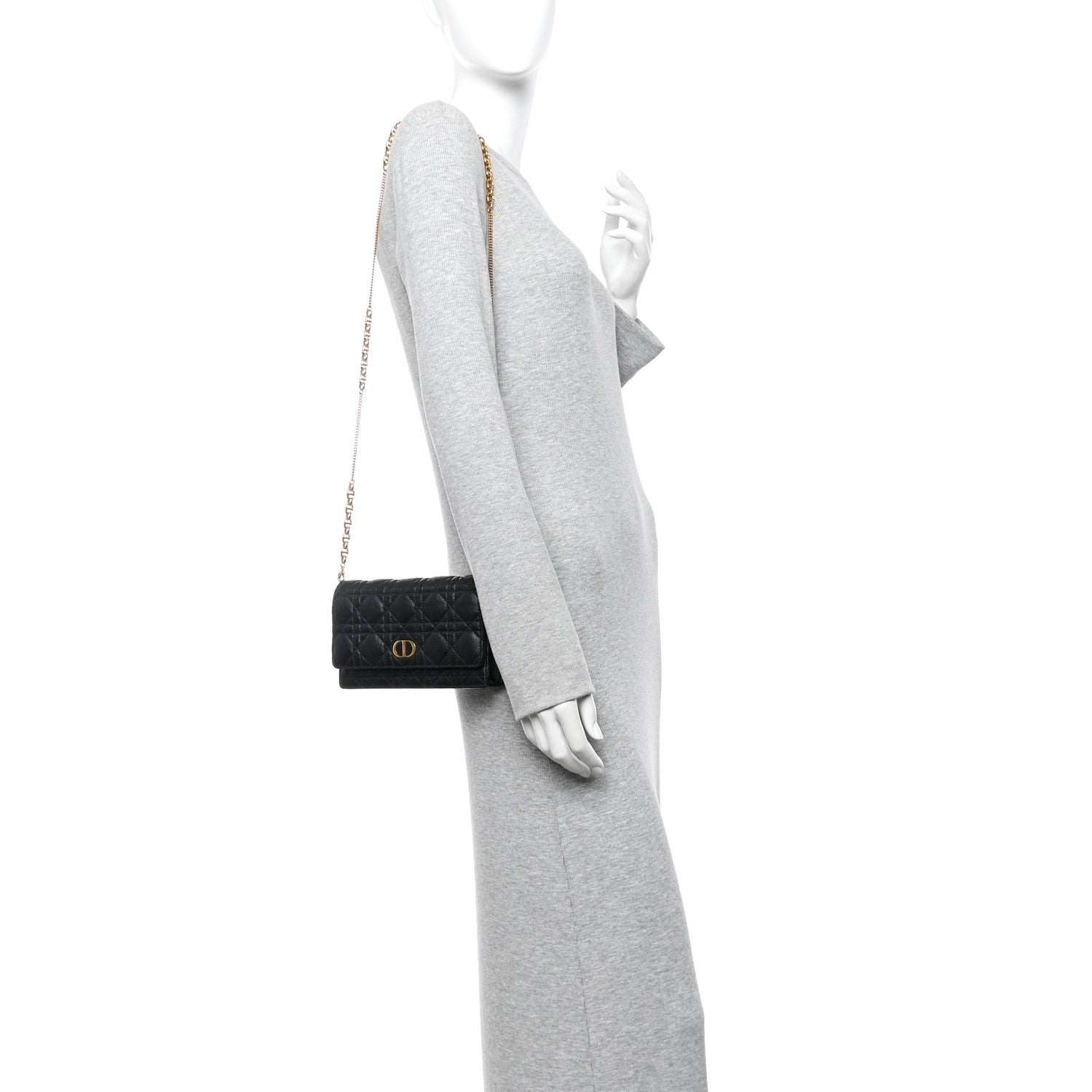 Christian Dior Supple Calfskin Caro Pouch with Chain Black 2 of 10