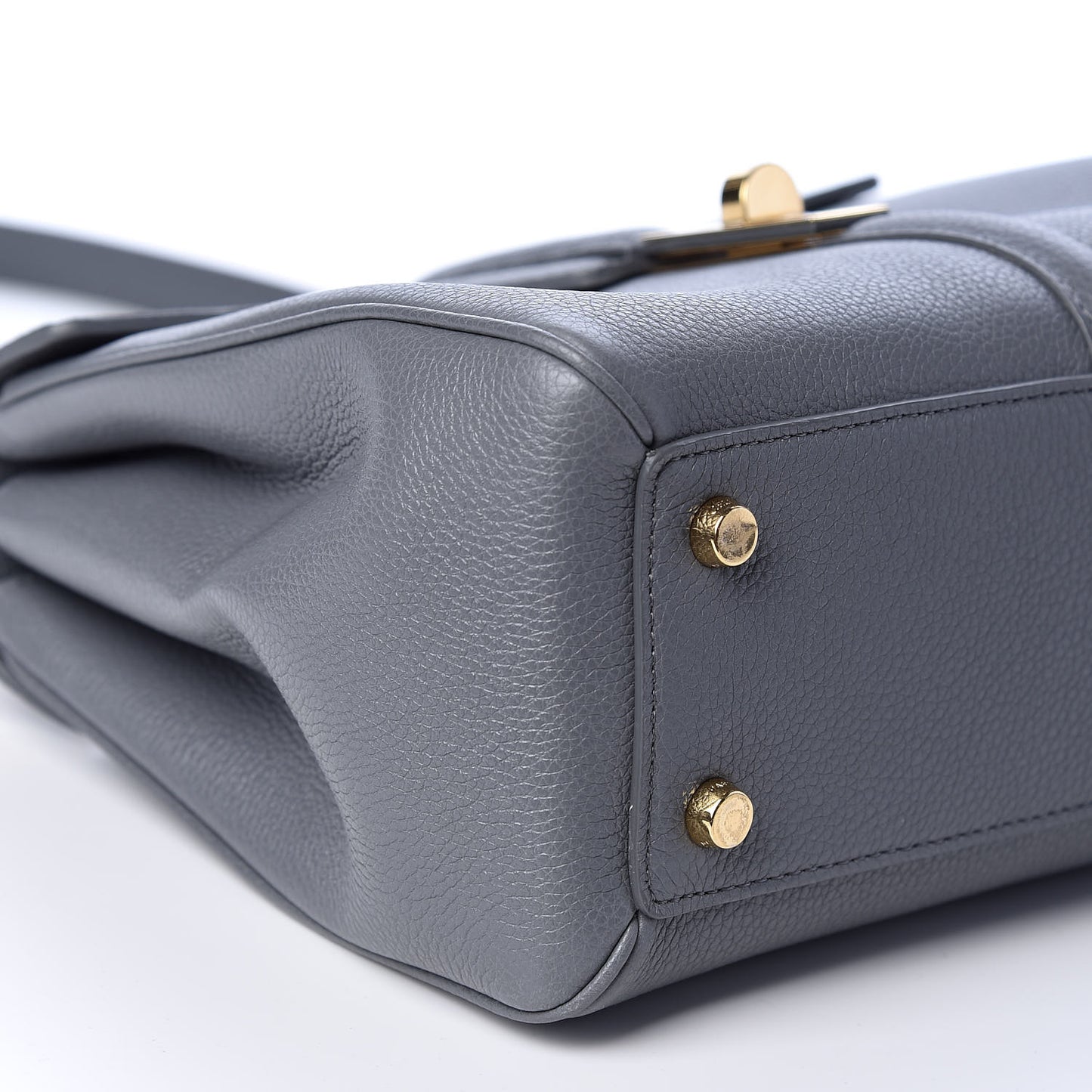 Grained Calfskin Small 16 Top Handle Bag Medium Grey