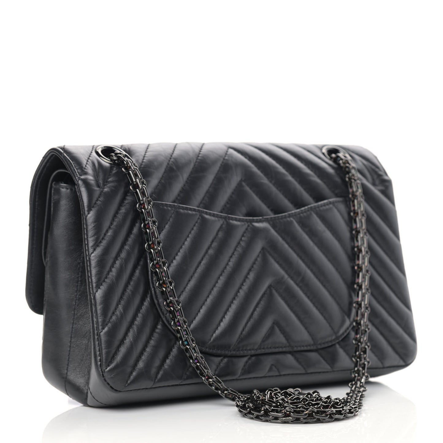 Aged Calfskin Chevron Quilted 2.55 Reissue 225 So Black