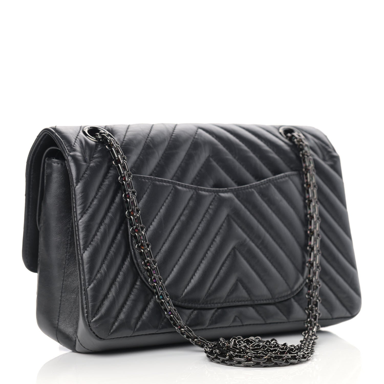 Chanel Aged Calfskin Chevron Quilted 2.55 Reissue 225 So Black 2 of 8