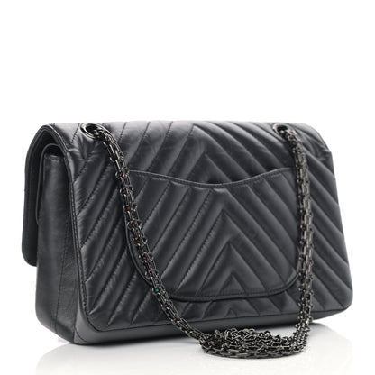 Chanel Aged Calfskin Chevron Quilted 2.55 Reissue 225 So Black 2 of 8