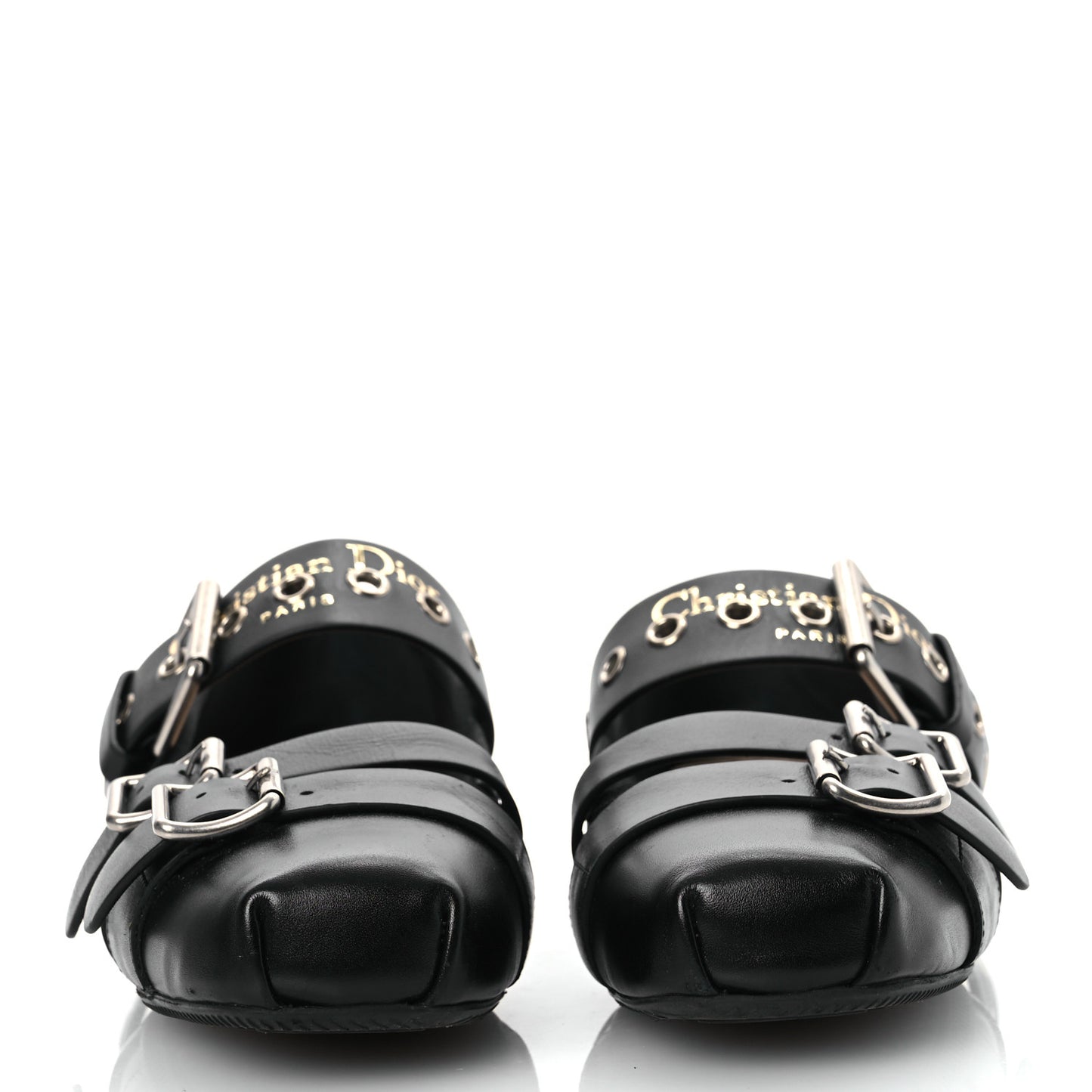 Calfskin Punk Ballet Flats 36 Black