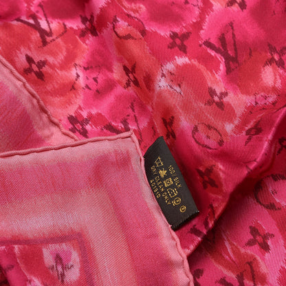 Louis Vuitton Silk Monogram Ikat Summer Square Scarf Rose Indien 5 of 5
