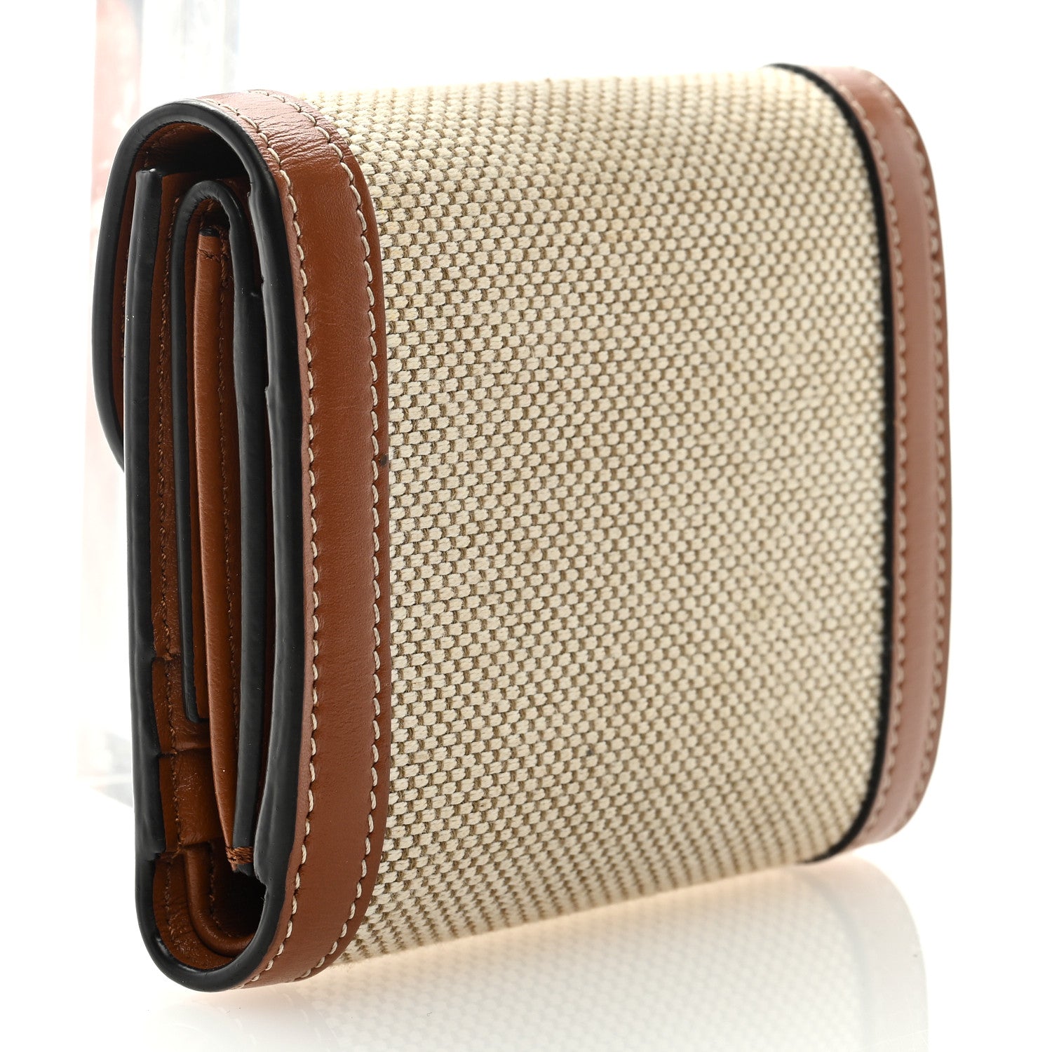 Celine Textile Calfskin Small Triomphe Wallet Natural Tan 3 of 7