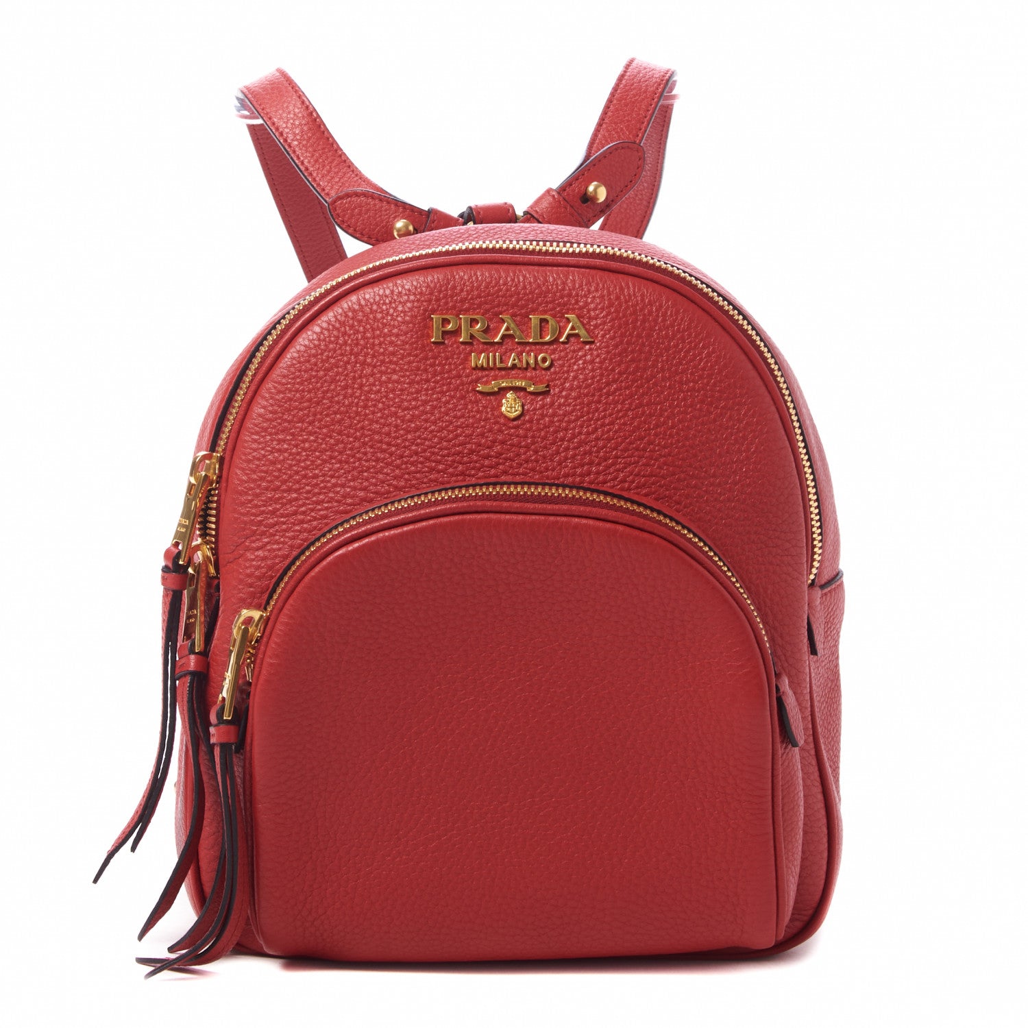 Prada Vitello Daino Zip Backpack Rosso 1 of 8