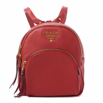 Prada Vitello Daino Zip Backpack Rosso 1 of 8