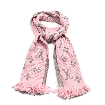 Louis Vuitton Wool Silk Logomania Shine Scarf Pink 1 of 4
