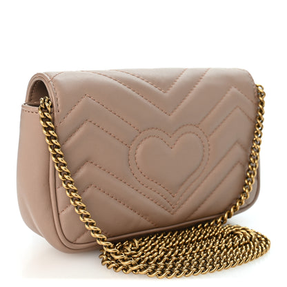 Gucci Calfskin Matelasse Super Mini GG Marmont Shoulder Bag Porcelain Rose 3 of 10