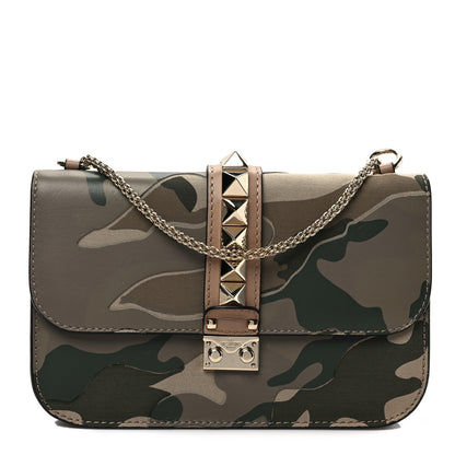 Valentino Garavani Nappa Canvas Camouflage Medium Glam Lock Rockstud Flap Multicolor 1 of 6