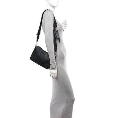Prada Saffiano Travel Pocket Zippered Shoulder Bag Black 2 of 12