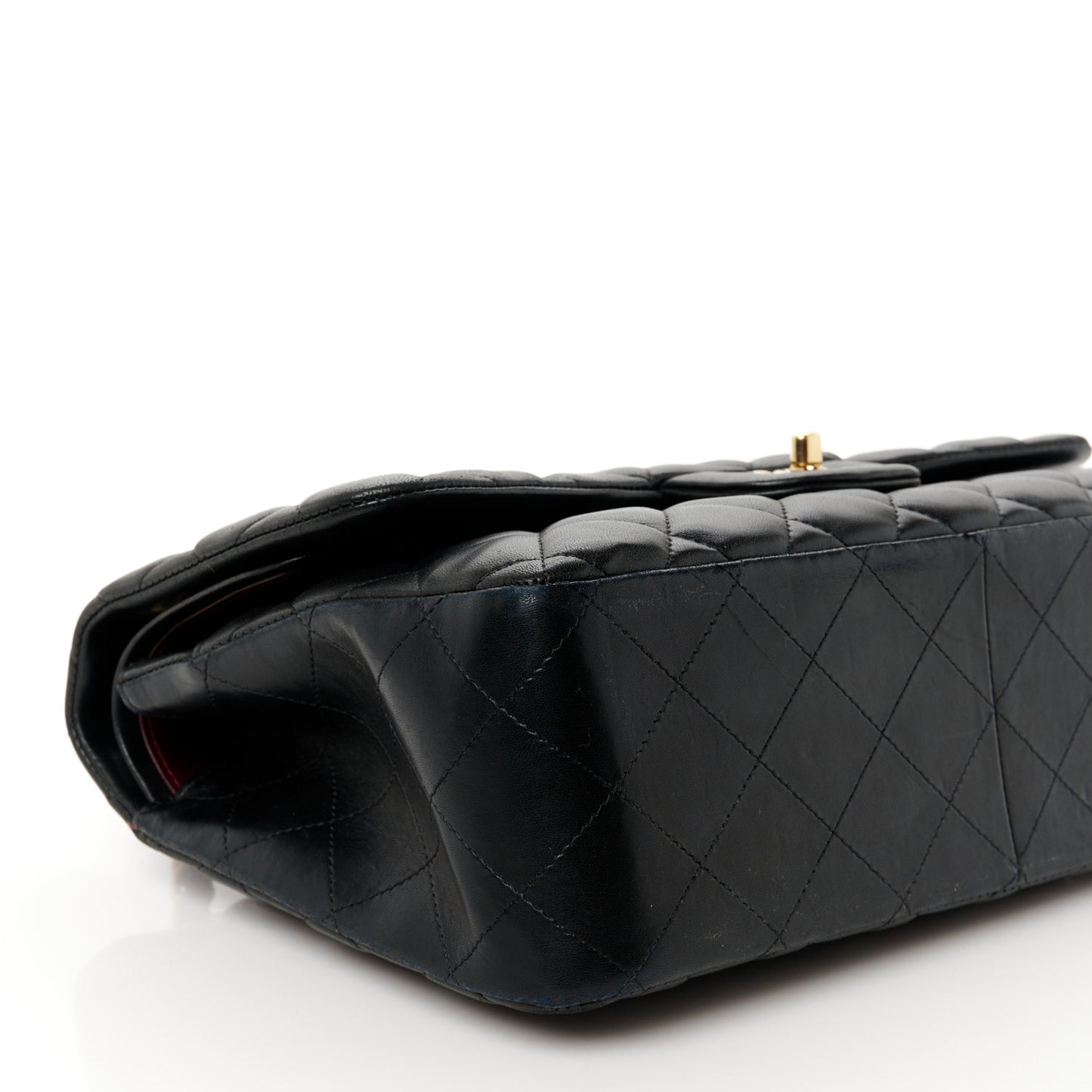 Lambskin Quilted Jumbo Double Flap Black