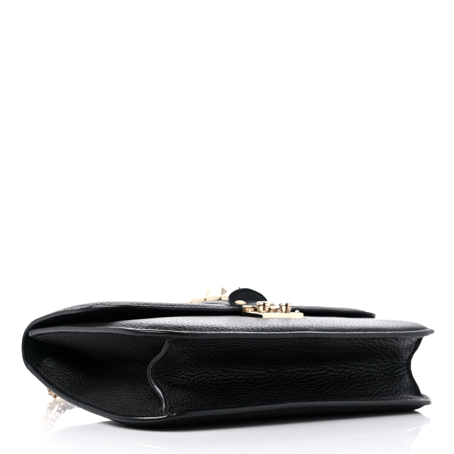 Valentino Garavani Pebbled Calfskin Medium Glam Lock Rockstud Flap Black 4 of 10