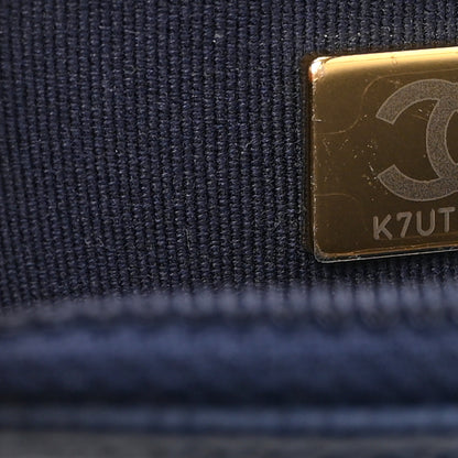 Chanel Caviar Quilted Crystal CC Wallet On Chain WOC Navy 8 of 12