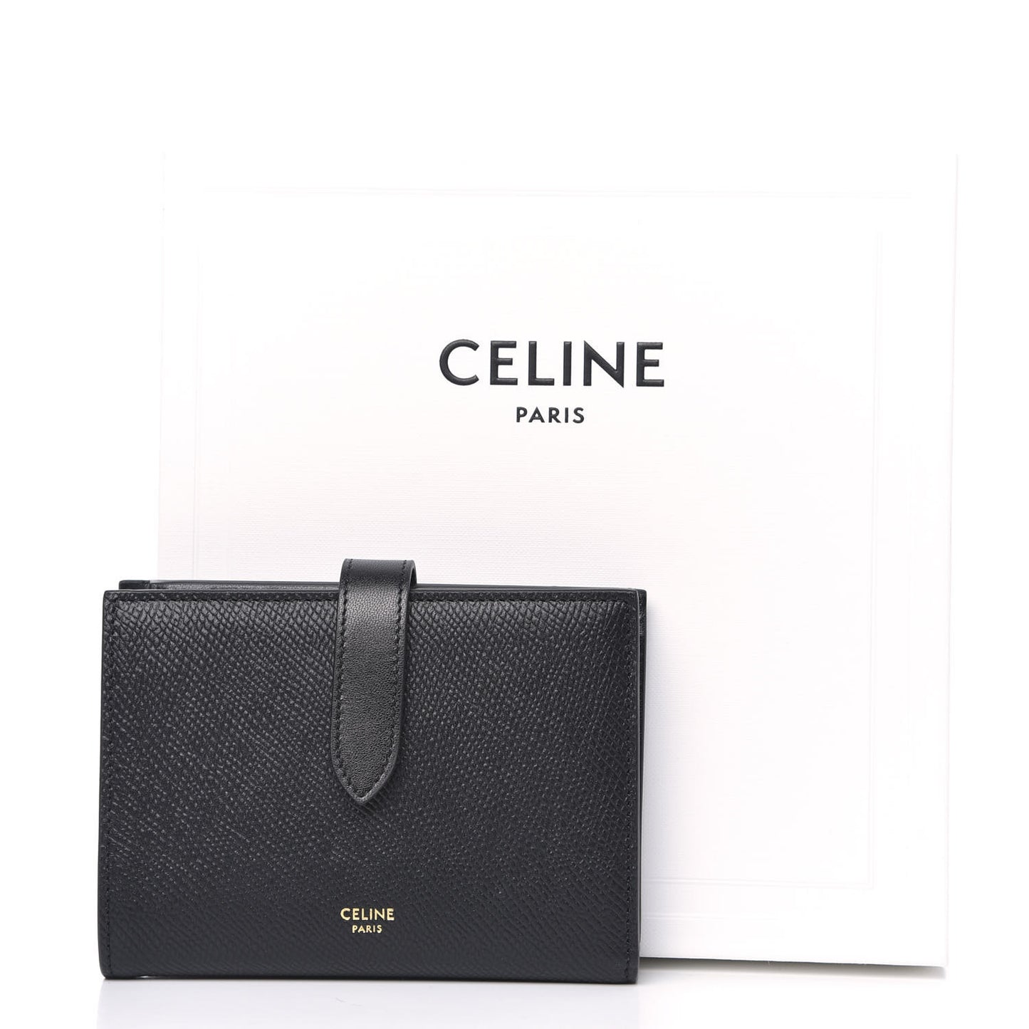 Grained Calfskin Medium Multifunction Strap Wallet Black