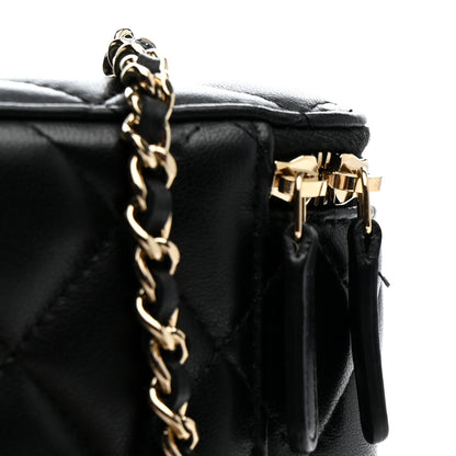 Chanel Lambskin Quilted Enamel CC Pearl Crush Small Vanity Case With Chain Black 12 of 13