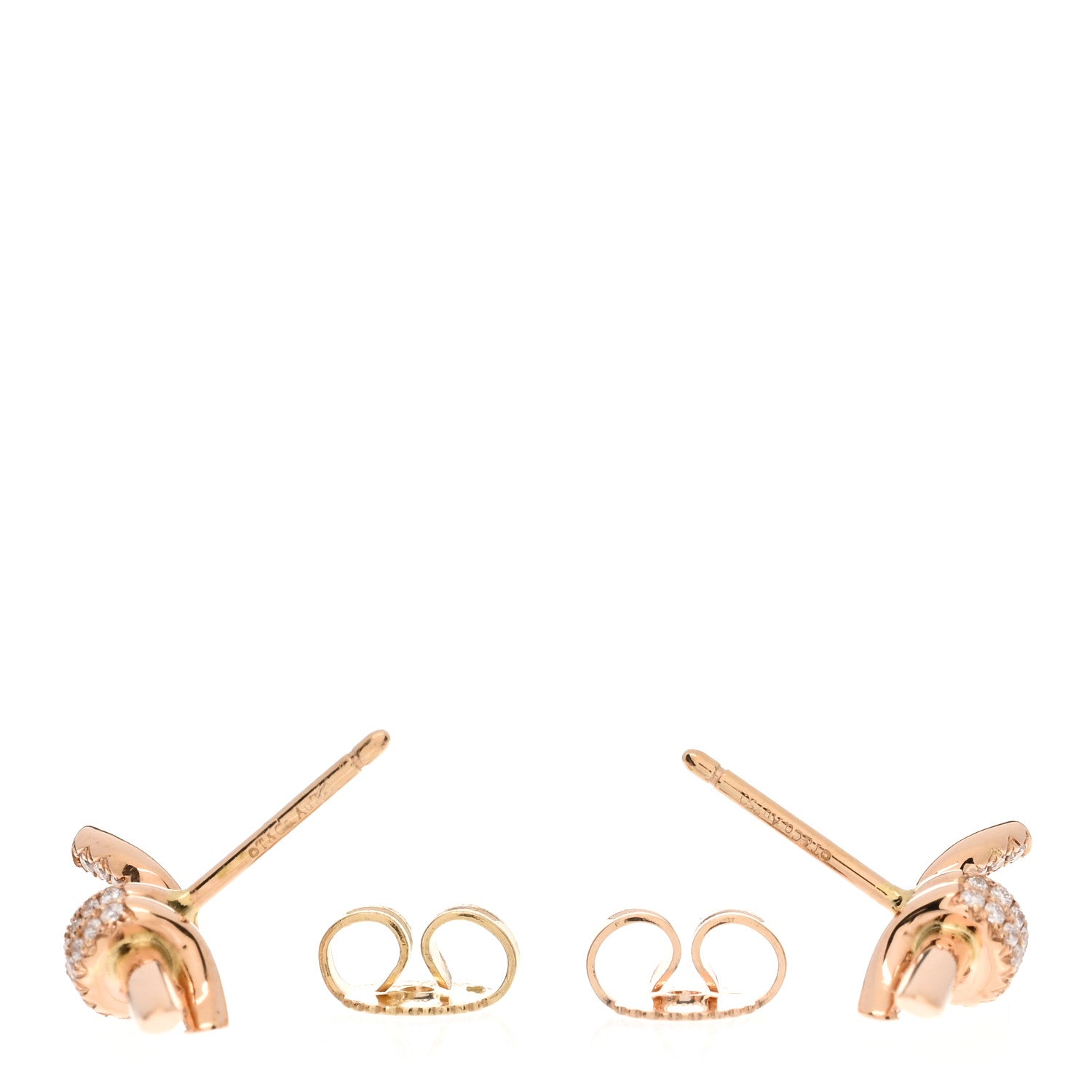 Tiffany 18K Rose Gold Diamond Tiffany Knot Earrings 3 of 4