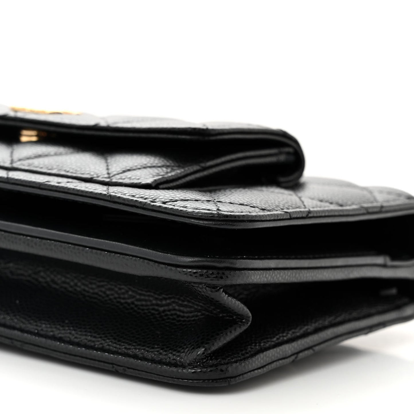 Caviar Quilted Pocket Clutch With Chain WOC Black