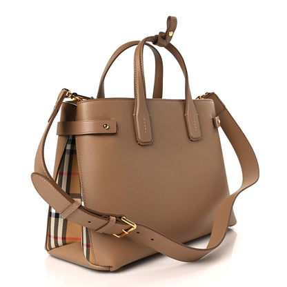 Burberry Derby Calfskin House Check Medium Banner Tote Camel 2 of 7