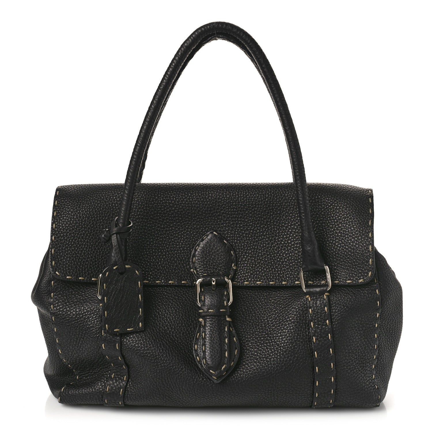 Fendi Cuoio Romano Selleria Medium Linda Satchel Black 1 of 8