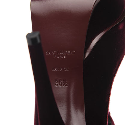 Saint Laurent Velluto Master Lace Up Tribute 105 Platform Sandals 36.5 Burgundy 6 of 13
