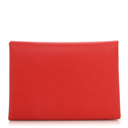Hermes Epsom Calvi Duo Card Case Rouge De Coeur 1 of 7