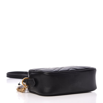 Gucci Calfskin Matelasse Mini GG Marmont Chain Shoulder Bag Black 4 of 7