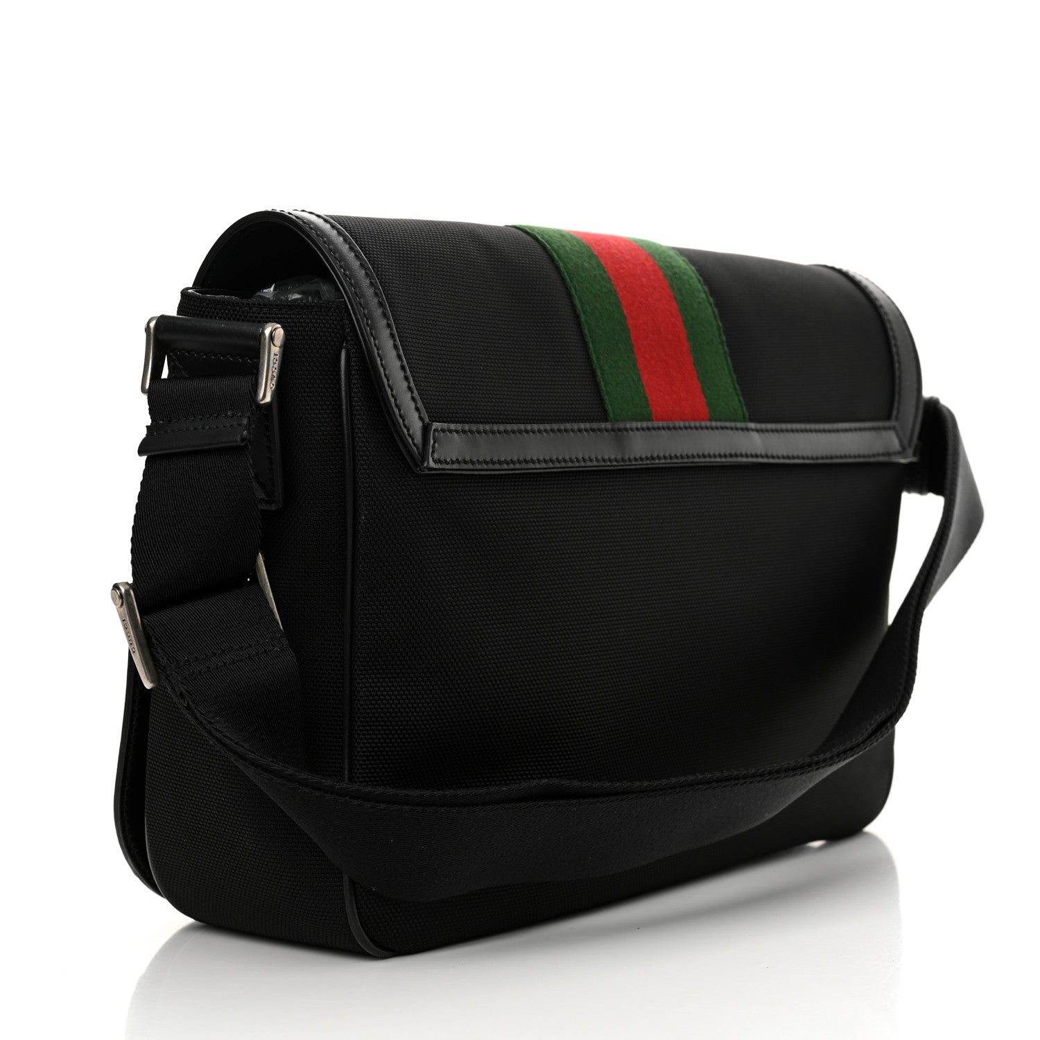 Gucci Techno Canvas Web Flap Messenger Bag Black 3 of 12